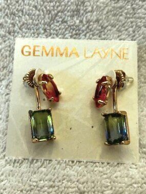Gemma Layne pierced earrings - marquise and emerald cut stones NWT